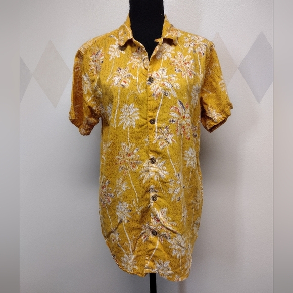 Pacific Blue rust tone and white short sleeve tropical Hawaiian print ahirt - Picture 1 of 8